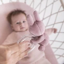 Miffy Ribbed Pink Ring Rattle -Little Wonder Shop JAS2071 3