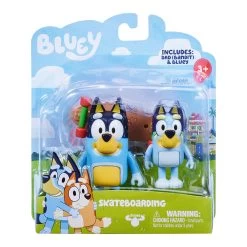 Bluey Skateboarding Bluey And Bandit Figurines 2 Pack